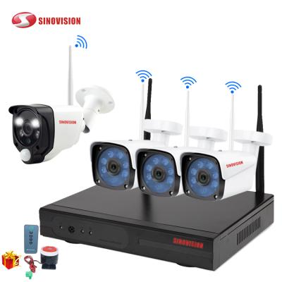 China PIR Sensor Send Message to Mobile Phone Sinovision 4CH CCTV System 1080P HD NVR 4PCS 2.0MP IR Outdoor Waterproof P2P Wifi Security Camera System Wireless Surveillance for sale