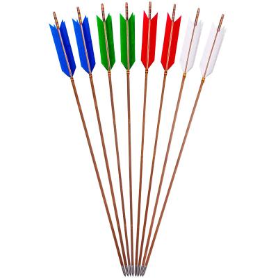 China Factory Wholesale Traditional Straight American Hunting Turkey Bow 8mm True Feather Durable Four Feather Bamboo Arrows for sale