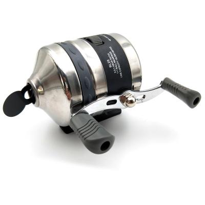 China Durable Handle Fishing Reels For Slingshot Shooting Fish Use Closed Dart Stainless Steel Metal Wheel Fishing Wheel Fishing Spinning Reel for sale