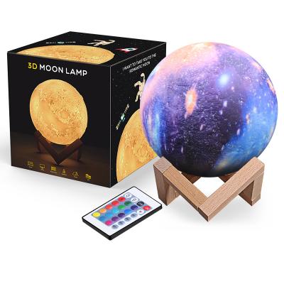 China Touch and Remote Control 3D Printing Moon Lamp Galaxy Moon Light Kids Night Light 16 Color Changing Touch and Remote Control Galaxy Light for sale