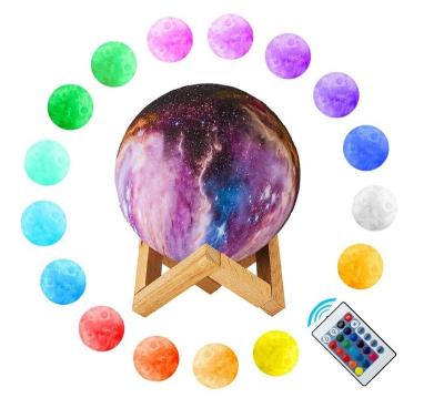 China Touch and Light 3D Remote Control Rechargeable LED Night Print Starry Sky Star Moon Galaxy Magic Lamp Colorful 16 Colors Change Touch Switch Space Lamp for sale