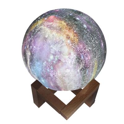 China Christmas 3D Remote Control Touch and Gift Printing 16 Colors LED Painted Moon Luna Night Light Touch Control USB Rechargeable Space Lamp for sale