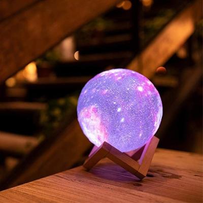 China Touch and new remote control! ! ! Children's Decorative 16 ROOM Sky Space Night Starry Light Remote Control 16 Colors 15cm Painted 3D Moon Galaxy Lamp for sale