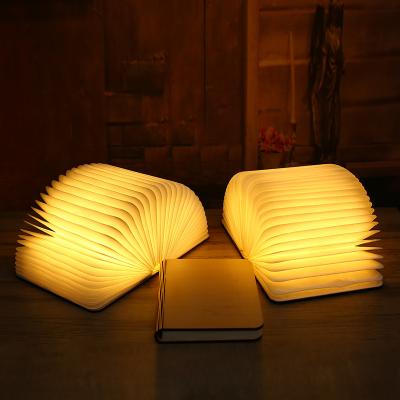 China 2019 modern trending products tyvek paper folding led book lamp with wooden cover for sale