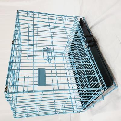 China 2022 New Colorful Pet House Cat Cage Collapsible Feeding Stored Dog Crate Breeding With Tray Portable Wholesale Double Door Dog Cage for sale