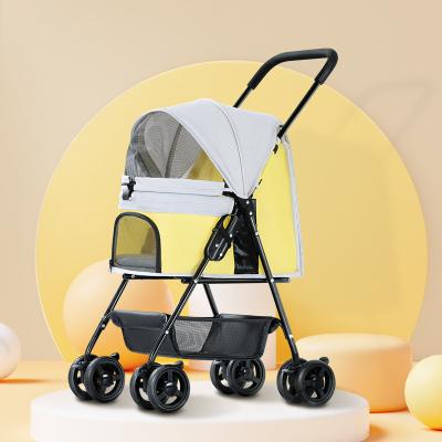 China Pet Strollers Foldable Portable Pet Strollers Outdoor Pet Trolley Folding Luxury Design Travel Cat Cart Travel Design New Customized Wholesale for sale