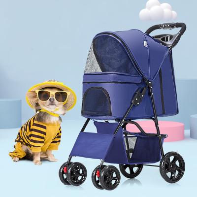 China Premium Large Folding Detachable Collapsible Pet Stroller Dog Cat Travel Pet Carrier Lightweight Wholesale Designer Premium Pet Cart for sale