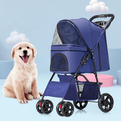 China Collapsible Detachable Pet Stroller Dog Cat Folding New Design Luxury Lightweight Pet Carrier Customized Dog Carts Wholesale for sale