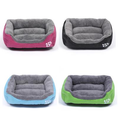 China Stocked Custom Soft Pet Beds Candy Color Waterproof To Keep Warm Comfortable Pet Bed For Cat Dog Large Size Kennel for sale