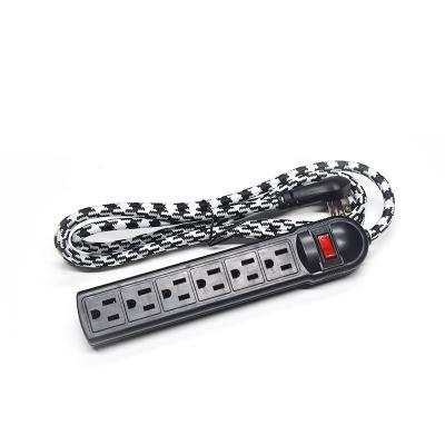 China 1-Pack, Overload Protection, 6-Feet Cord, Home Appliance 6-Outlet Joule 900 Surge Protector Power Strip with Braided Fabric Cord Extension Cord for sale