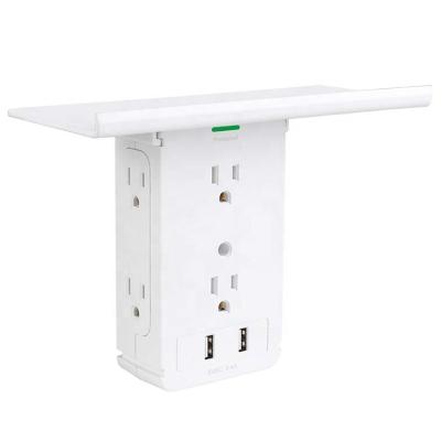 China Wall Mounted Wall Charger Surge Protector Multi Outlet 6 Outlet Shelf Socket for sale