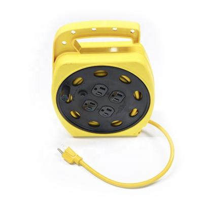 China Indoor& exterior & 25FT Contractor Foot Extension Reel with 4-Outlets and Circuit Breaker Extension Reel for sale