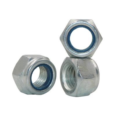 China General hex nylock insert lock nut carbon steel industry standard hex nut with nylon insert for sale