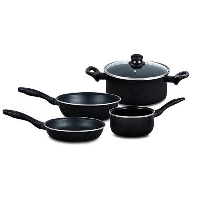 China Sustainable Carbon Steel Non Enamel Stick Cookware Set Kitchenware for sale