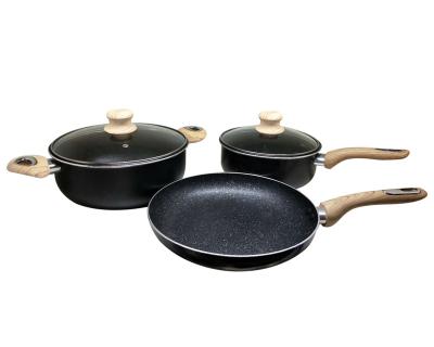 China Sustainable 5 pcs pressed aluminum marble stick non ceramic induction pan cookware set for sale