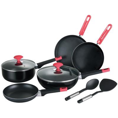 China Sustainable 9 Pcs Press Aluminum Pots And Pans Set Nonstick Cookware Set Kitchenware for sale