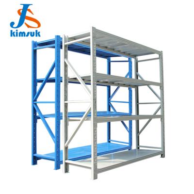 China Kimsuk Manufacturer Corrosion Protection 4 Layers Boltless Storage Shelves Heavy Duty Shelving for sale