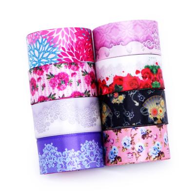 China Single Face Flower Printed Sublimated Satin Ribbon for sale