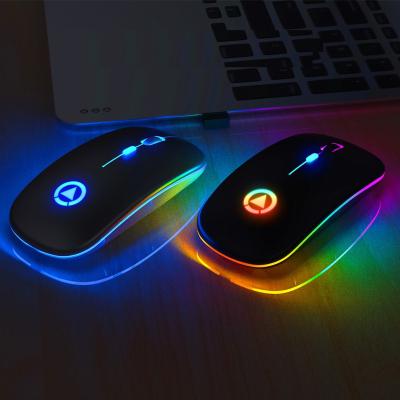 China Wireless 2.4G Wireless Rechargeable Gaming No Wire RGB Backlit Slim Game Led Maus Mouse Mouse For Gamer PC Computer for sale