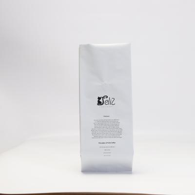 China Aseptic empty side guesst white matte coffee bag 1000g 500g with vent for coffee bean for sale