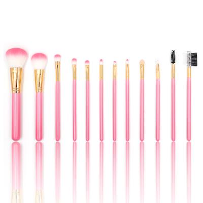 China Angular Blush High Quality 202 Makeup Brush Kit Vegan Makeup Brushes Stand 11 Pcs Pink / Green Makeup Brush Professional With Bag for sale