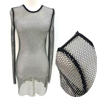 China Z111 Wholesale Shiny Bling Luxury Rhinestone Breathable Diamond Bodycon Lightclub Dress Party Dress for sale