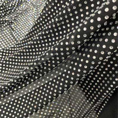 China Bling Bling Rhinestone Diamond SS10 Rhinestone Crystal Net Mesh Flatback Elastic Fabric Mesh va162 for sale