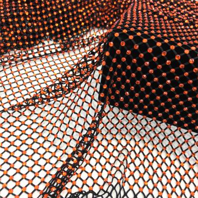 China Flatback va119 fashion design hotfix rhinestone cheap running mesh elastic rhinestone netting mesh for decoration for sale