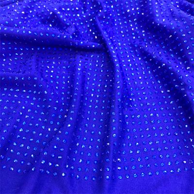 China Various Color Flatback Polyester Fabric va125 With Hot Fix Rhinestone Rhinestone Fabric By The Yard For Dress for sale