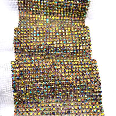 China SS20 Wholesale color rhinestone Pointback fa022 fashion 24rows ab crystal trimming mesh for decoration for sale