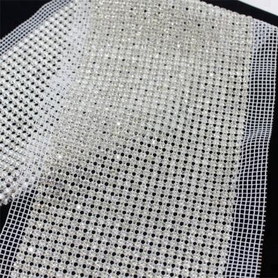 China Pointback Wholesale 24rows Fabric Rhinestone Mesh Rhinestone Crystal Mesh Trim For Garment Decoration for sale