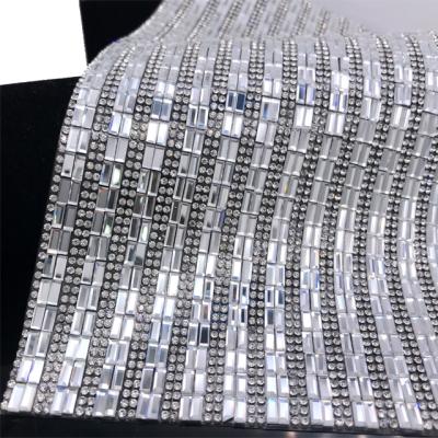 China Flatback wa054 hotfix rhinestone faux stone applique trim shiny crystal sheet for decoration for sale