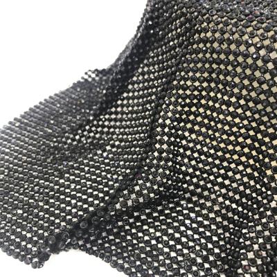 China Flatback me023 black color 3mm rhinestone glass crystal aluminum mesh for garment and bag for sale