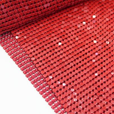 China Pointback Fashion Rhinestone Mesh Trimming Red Color Aluminum Metal To Mesh No Glue 3mm Aluminum Mesh Roll me201 for sale