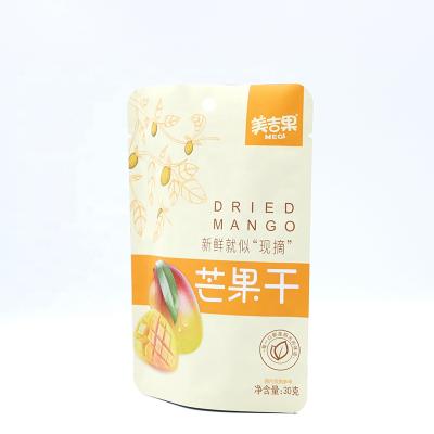 China Barrier Plastic Rack Up Pouch Packaging Custom For 30g Dried Mango for sale