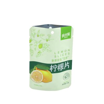 China Barrier Plastic Stand Up Food Packaging Pouch Custom For 25g Lemon Slice for sale