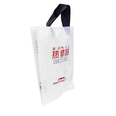 China Aseptic Custom Printed Shopping Bags Tote Carry Handle With Logo Fashion Plastic PE Clothing Bag for sale