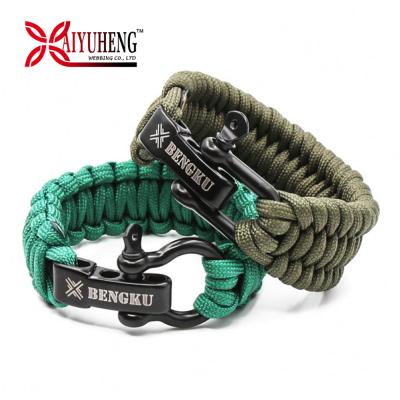 China Outdoor Custom Survival Paracord 550 Survival Adjustable Survival Shackles With Logo for sale