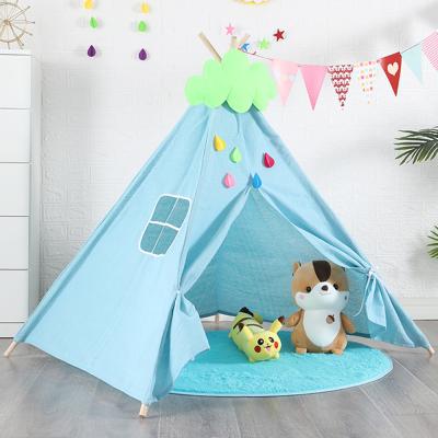 China Indoor Cute Foldable Gift Cotton Canvas Hairball Playhouse Wholesale Theater House Wooden Pole Toy Tent for sale