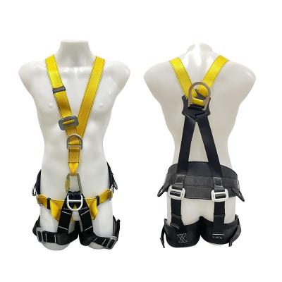 China Outdoor Sports 5 Point High Strength Polyester Webbing Climbing Safety Equipment Seat Belt CE Standard Full Body Harness for sale