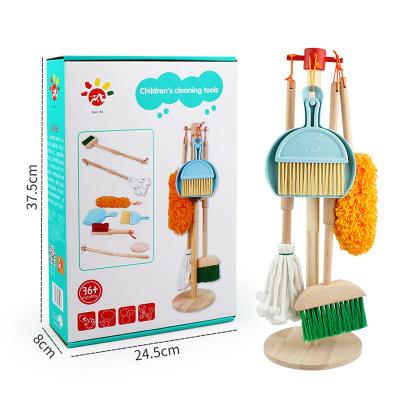 China Eco-friendly Mini Broom Dustpan Mop Cleaning Tool Combination Material Kids Doing Housework Toy for sale