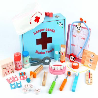 China Pretend Doctor Play Toy Set Wooden Educational Children Pretend Play Toy For Kids Christmas Holiday Nurse Doctor Kit Medical Toys Set Dentist Birthday Gift for sale