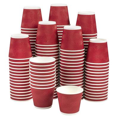 China Disposable Customized Design Ripple Paper Cups Corrugated Wallpaper Cups For Hot Coffee for sale