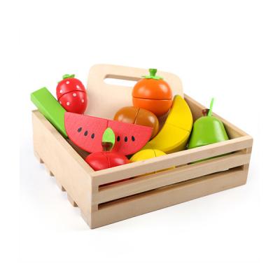 China Wooden Kitchen Set For Kids Hotsale Fruit And Vegetable Magnetic Wooden Mix Cutting Kitchen Toy For Kids Gifts Toy Set Children Play Pretend for sale