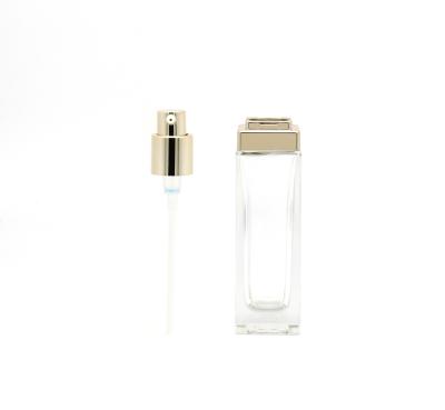 China Square Cosmetic Glass Set Empty Glass Pump Bottle Container Latex Glass Cosmetic Bottle for sale