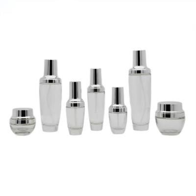 China Serum cosmetic glass bottle with dropper/spray lotion pump, glass bottle packaging cream jar for sale