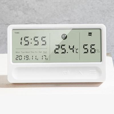 China Indoor Calendars Kid's Room Radio Digital Hygrometer Thermometer LCD Display Touch Screen Weather Station Hygrothermograph for sale