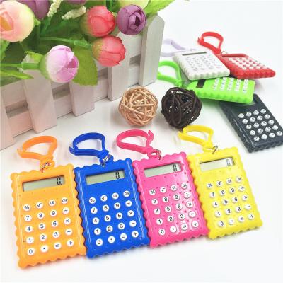 China Mini Calculator Universal Use Cute Cookie Shape Biscuit Calculator Promotion Gift 8 Size Key Chain Digital Calculator for sale