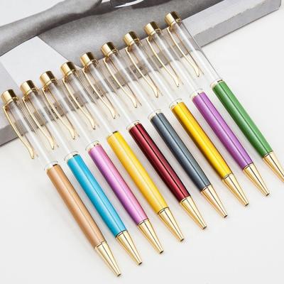 China 2020 New Design Sparkle Pen Promotional Power Shell Pen Crystal Dry Flower Diamond Filled Oil 3D Pen Tube Herbarium DIY Empty Blank Blank for sale