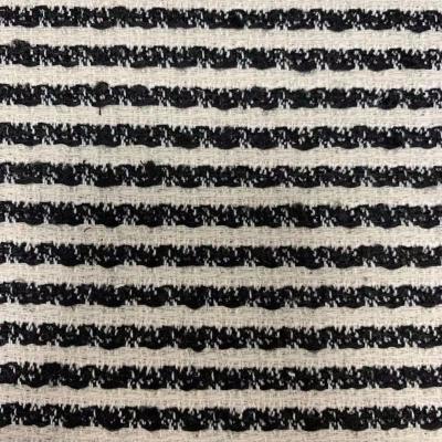 China Soft and comfortable organic black and white striped tweed garment and shoe covering fabric for sale